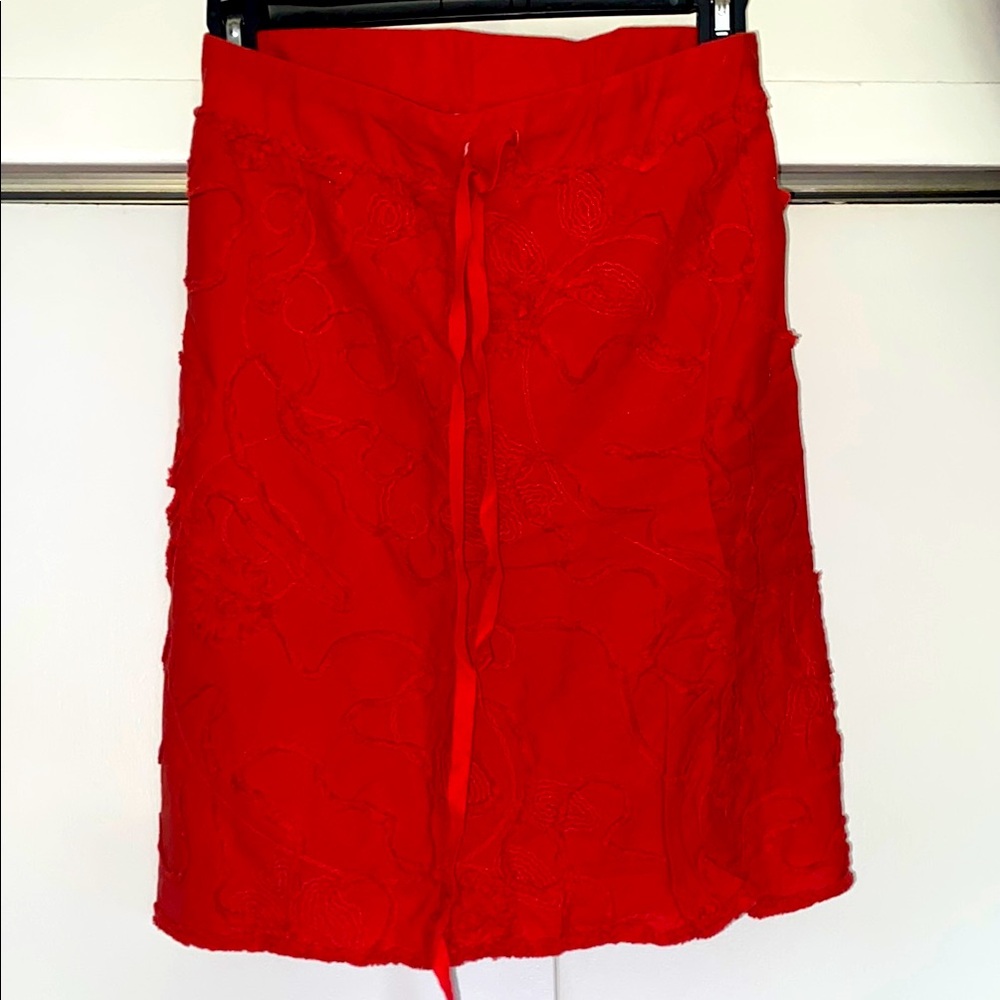 Red Skirt with Tie Front